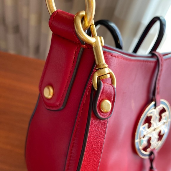 Tory Burch Miller Stained Glass Leather Mini Hobo in Red Apple - Picture 3 of 9